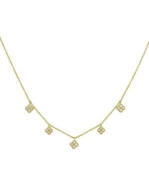 Tresorra 14K Diamond Flower Necklace - Metallic