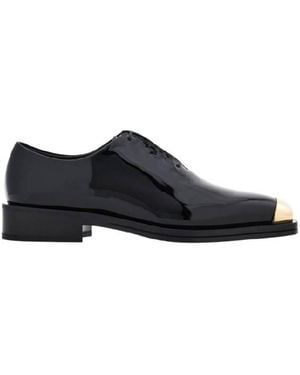Ferragamo Metal Tip Detail Leather Oxfords - Blue