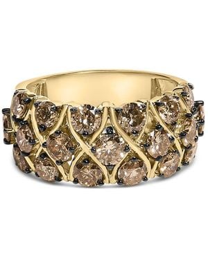 Haus of Brilliance 10K Plated .925 Sterling 3.0 Cttw Champagne Diamond Multi Lattice Band Ring - Metallic