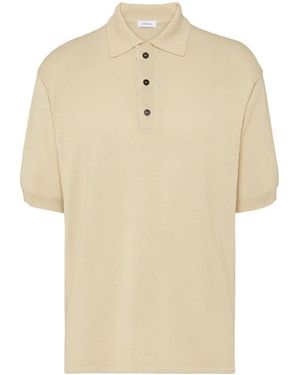 Ferragamo Logo-Plaque Knitted Polo Shirt - Natural