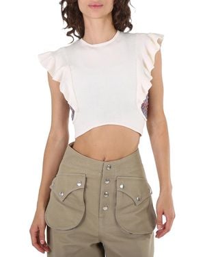 Chloé Ladies Brilliant Cropped Knit Top - White