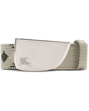 Burberry Lichen Check Webbing Shield Belt - Grey