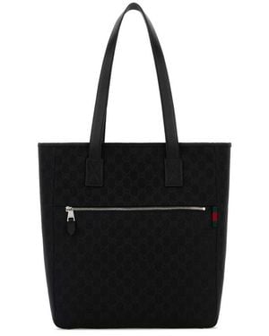 Gucci Gg Fabric Shopping Bag - Black