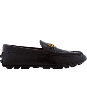 Bally Keeper Ebano Croc-Embossed Kerbs Drivers, Brand Size 6 Us Size 7 - Black