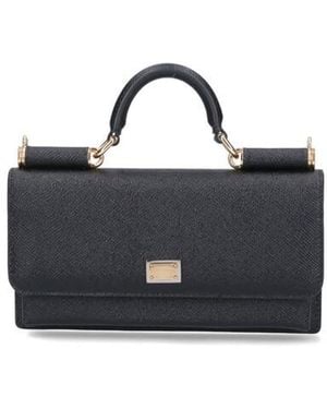 Dolce & Gabbana Dolce & Gabbana Foldover Top Clutch Bag - Black