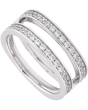 Apm Monaco Double Line Pave Stering Ring - Metallic