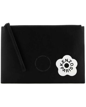 KENZO Stamp Zipped Large Clutch Bag - Black