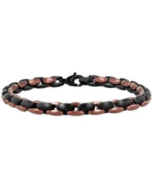 Robert Alton Stainless Steel With & Finish Oval Link Bracelet - Brown