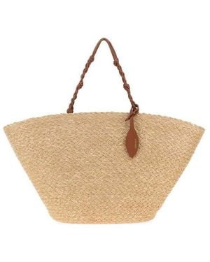 Jil Sander Raffia Large Tangle Bucket Bag 918 Exterior: Borse A Secchiello - Natural