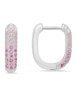 Kylie Harper Sterling Sapphire Ombre Pave Cz Hoop Earrings - White