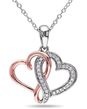 Amour 1/7 Ct Tw Diamond Interlocking Heart Pendant With Chain - Metallic