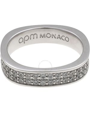Apm Monaco Ladies Chunky Pave Embellished Ring - Metallic