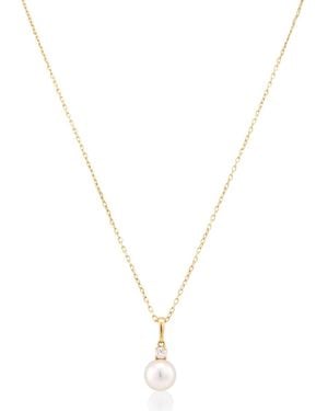 Mikimoto 8-8.5mm Akoya Cultured Pearl 0.10ct Of Diamonds 18k Yellow Gold - Metallic