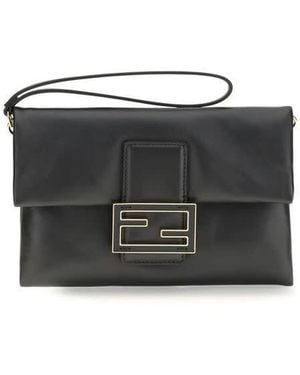 Fendi Mamma Baguette Clutch - Black