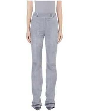 Ferragamo Suede Straight-Leg Tailored Pants, Brand Size 38 Us - Blue