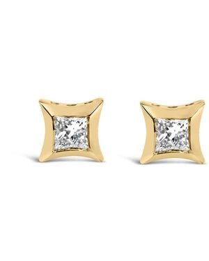 Haus of Brilliance 10K 1/5 Cttw Invisible Set Princess-Cut Diamond Stud Earrings (H-I Colour, Si2-I1 Clarity) - Metallic