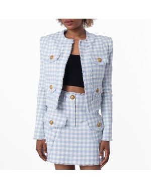 Balmain Gingham Tweed Jacket - Blue