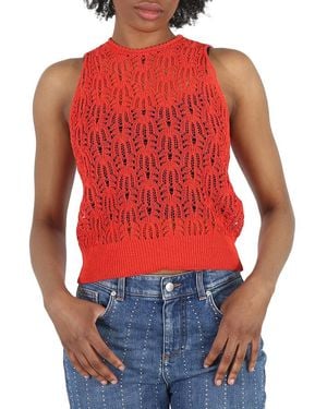 Stella McCartney Ladies Bright Pointelle Stitch Top - Red