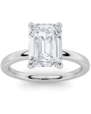 Mure And Co 1.5Ctw Emerald Shaped Lab Grown Diamond Classic Solitaire Ring - Metallic