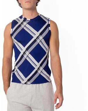 Burberry Check Jacquard-Knitted Silk Vest - Blue