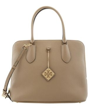 Tory Burch Pebbled Swing Satchel - Natural