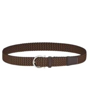 Ferragamo Gancini Woben Fabric Belt - Brown