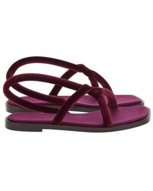 Ferragamo Floriane Knotted Strap Flat Sandals - Purple