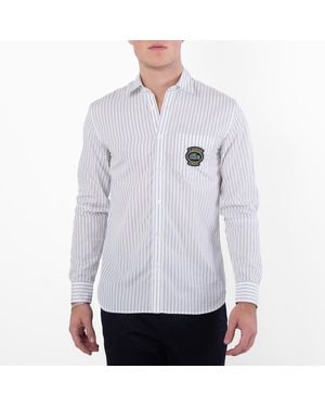 Lacoste Striped Cotton Poplin Long-Sleeve Shirt, Brand Size 39 (Neck - Grey