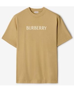 Burberry Logo Cotton T-Shirt - Natural