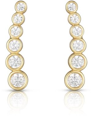 Kylie Harper Ladies 14K Petite Bezel-Set Cz Ear Climber Earrings - Metallic