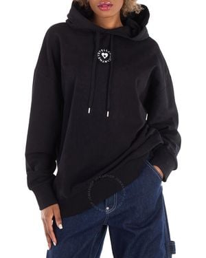 Stella McCartney Logo-Embroidered Drawstring Cotton Hoodie - Black