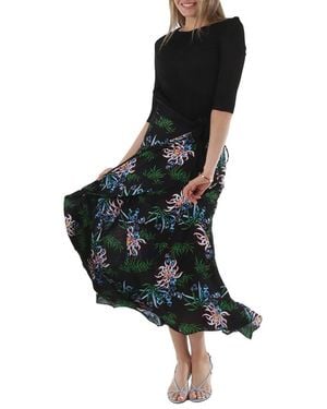 KENZO Botanical Print Wrap Skirt, Brand Size 36 (Us - Black