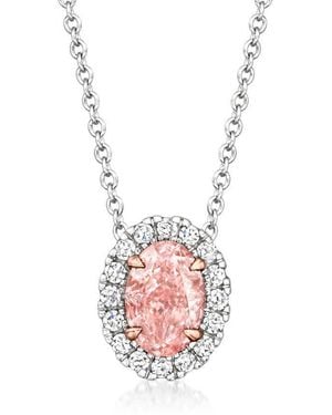 Brilliant Diamond 1.20 Carat Lab Grown Halo Oval Pendant Necklace - Pink