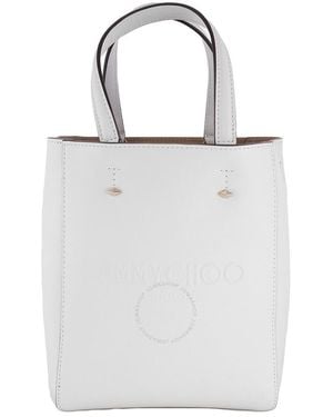 Jimmy Choo Lenny North-South Leather Tote Bag - White