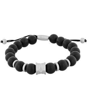 Robert Alton Stainless Steel Matte Onyx Bead Bolo Bracelet - Black