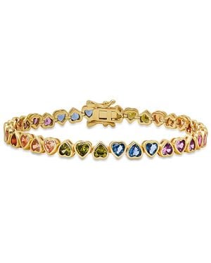 Kylie Harper 14K Over Bezel-Set Multi Colour Heart Cz Tennis Bracelet - Metallic