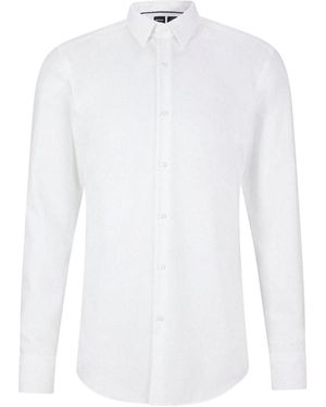 BOSS Long Sleeve Cotton Shirt, Brand Size 44 (Us - White
