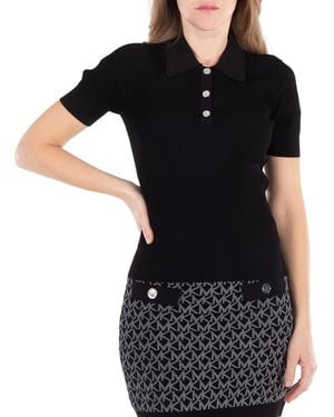 Michael Kors Classic Collar Stretch Knit Polo Shirt - Black
