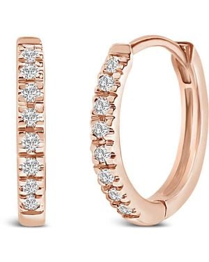 Haus of Brilliance 14K Rose 1/5 Ctw Diamond Huggie Hoop Earrings - White