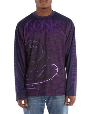 Burberry Rose-Print Long-Sleeve Jumper - Purple
