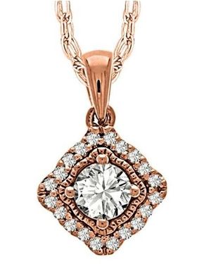 DiamondMuse Diamond Muse 0.30 Cttw 10Kt Rose Round Diamond Pendant Necklace For - Metallic
