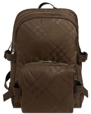 Burberry Checked Jacquard Zipped-Up Backpack - Brown