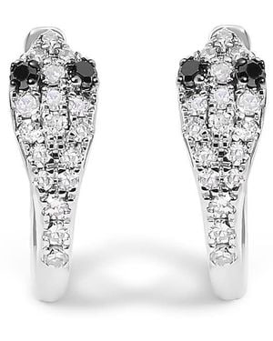 Haus of Brilliance 10K 1/5 Cttw Diamond Snake Eyes Huggy Hoop Earrings - Black