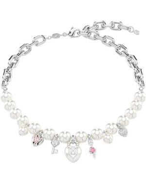 Swarovski Idyllia Crystal Pearl Charm Necklace - Metallic