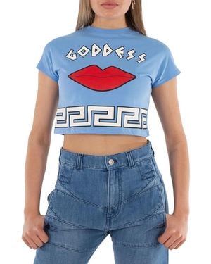 Yazbukey Ladies T-Shirt Light Goddess Croptop Cotton - Blue