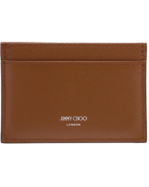 Jimmy Choo Dom Textured Leather Card Holder - Brown