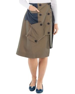 Kolor Ladies Trench Detail Patchwork Skirt, Brand Size 1 - Natural