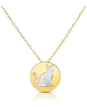 Tresorra 14K Cat Mother Of Pearl Necklace - Metallic