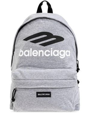 Balenciaga Explorer Logo Printed Backpack - Grey