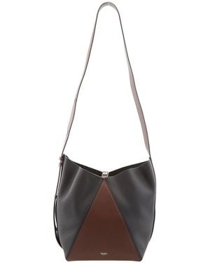 Max Mara Deer-Print Leather Medium Bucket Bag - Brown